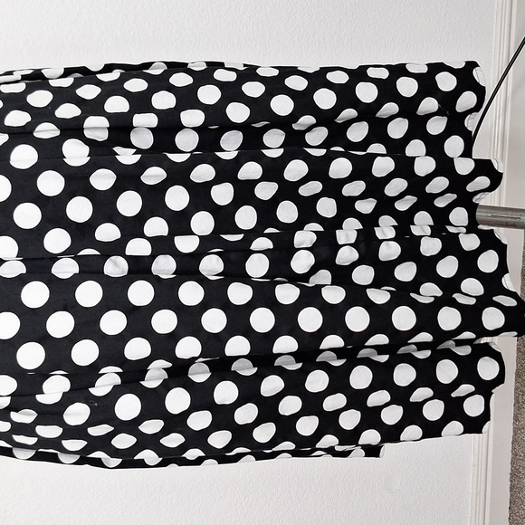 Black & White Retro Polka Dot Pleated Pin Up Style A-Line Skirt Pockets Size M - Picture 8 of 12